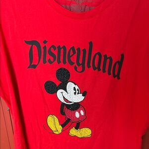 Disney Red Short Sleeve Shirt with Rhinestone Mickey Mouse 1X